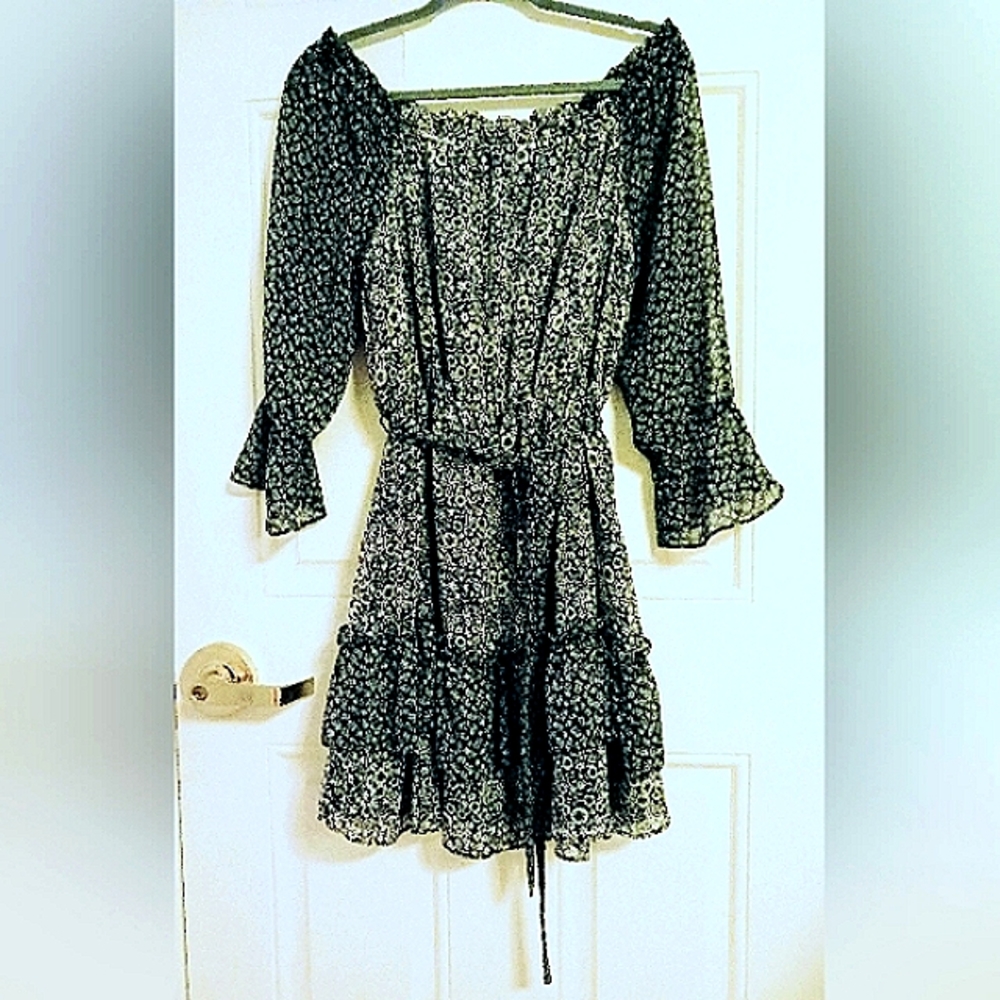 LOFT Midi Strapless Floral Layered Dress, size L